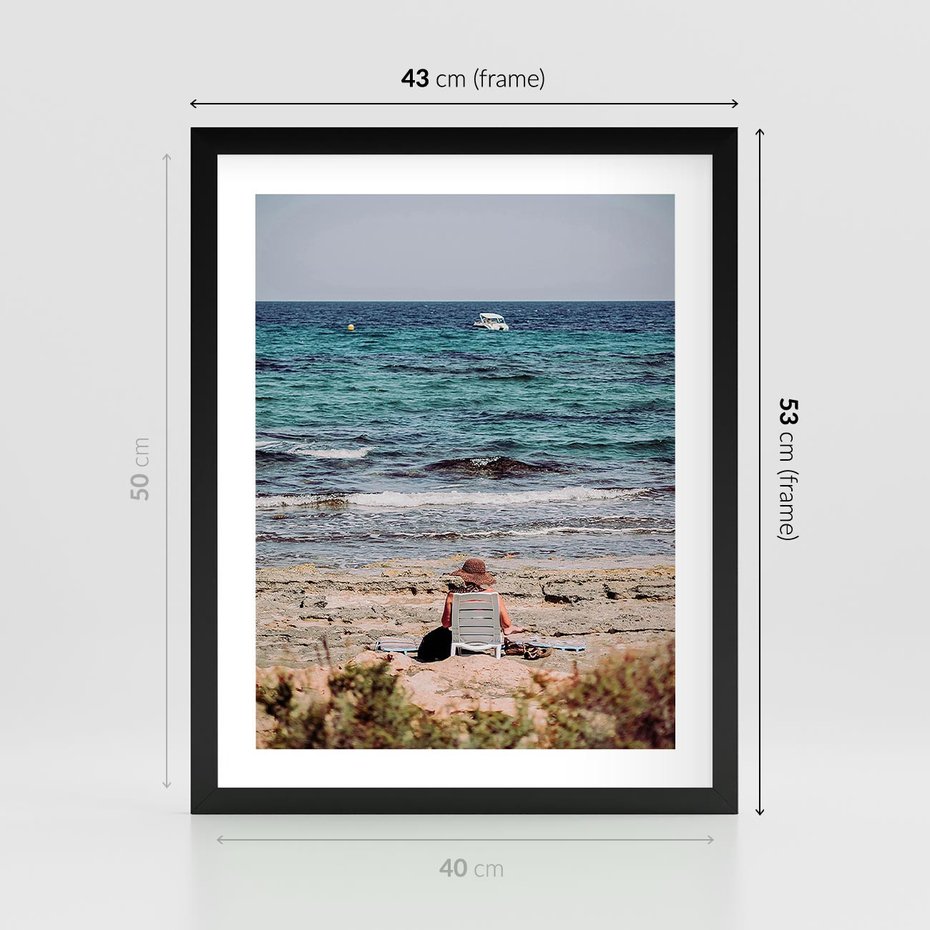 Plakat w ramie 40x50 - Relaks na Plaży - wakacje, plaża - rama czarna