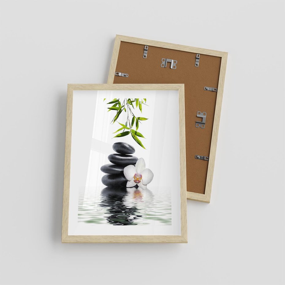 Plakat w ramie 30x40 - Orchidea w Spa - spa, orchidea - rama drewno