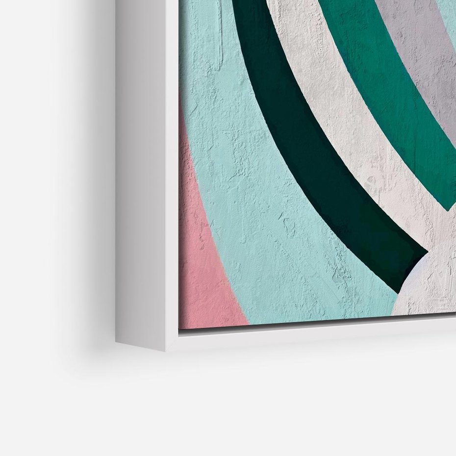 Obraz w ramie 50x50 - Podróżne Echa Przestrzeni - abstrakcyjne dziwne kształty, olejny obraz - rama biała