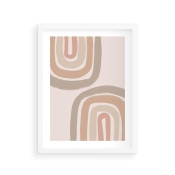 Plakat w ramie 30x40 - Migotliwe Tęczowe Przestrzenie - abstakcyjne tęcze, delikatne odcienie beżu - rama biała