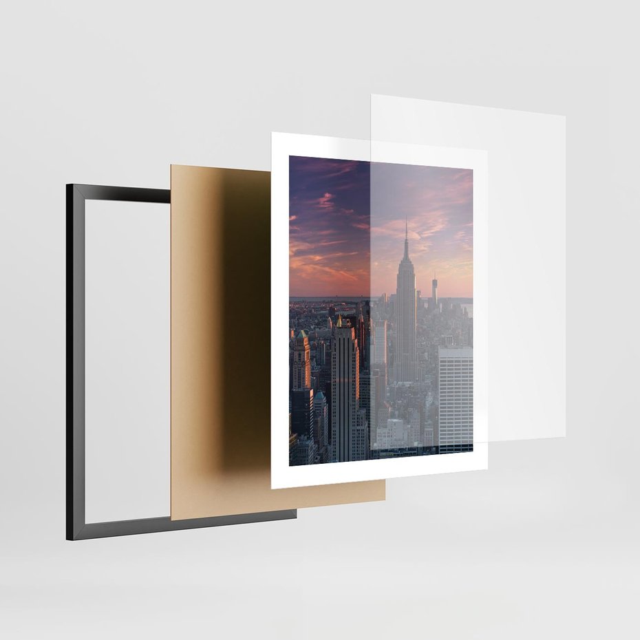 Plakat w ramie 40x50 - Nowy Jork - Błyskawice Manhattanu - Nowy Jork, Manhattan - rama czarna