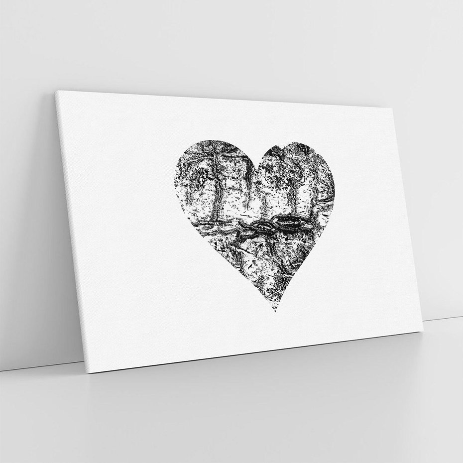 Obraz na płótnie 120x80 - Drzewo Serca - czarne serce, tekstura jak kora drzewa