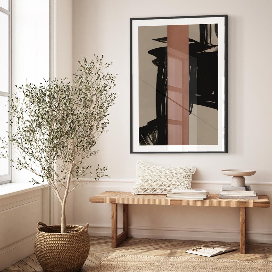 Plakat w ramie 50x70 - Niezwykłe Przeobrażenia - abstrakcja, czarne splatane linie - rama czarna