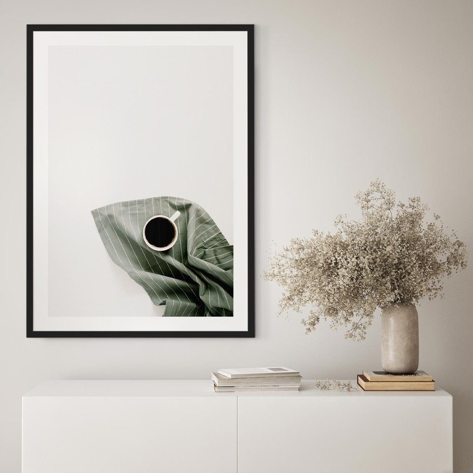 Plakat bez ramy 40x50 - Poranek z Kawą - kawa, biała filiżanka