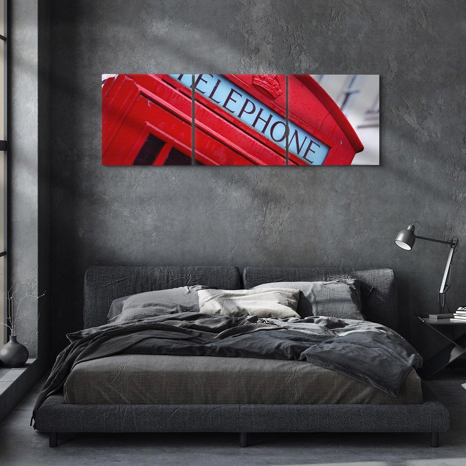 Obraz na płótnie 120x40 - Budka Telefoniczna Londyn - Ikona Brytyjskiego Stylu - budka, telefoniczna