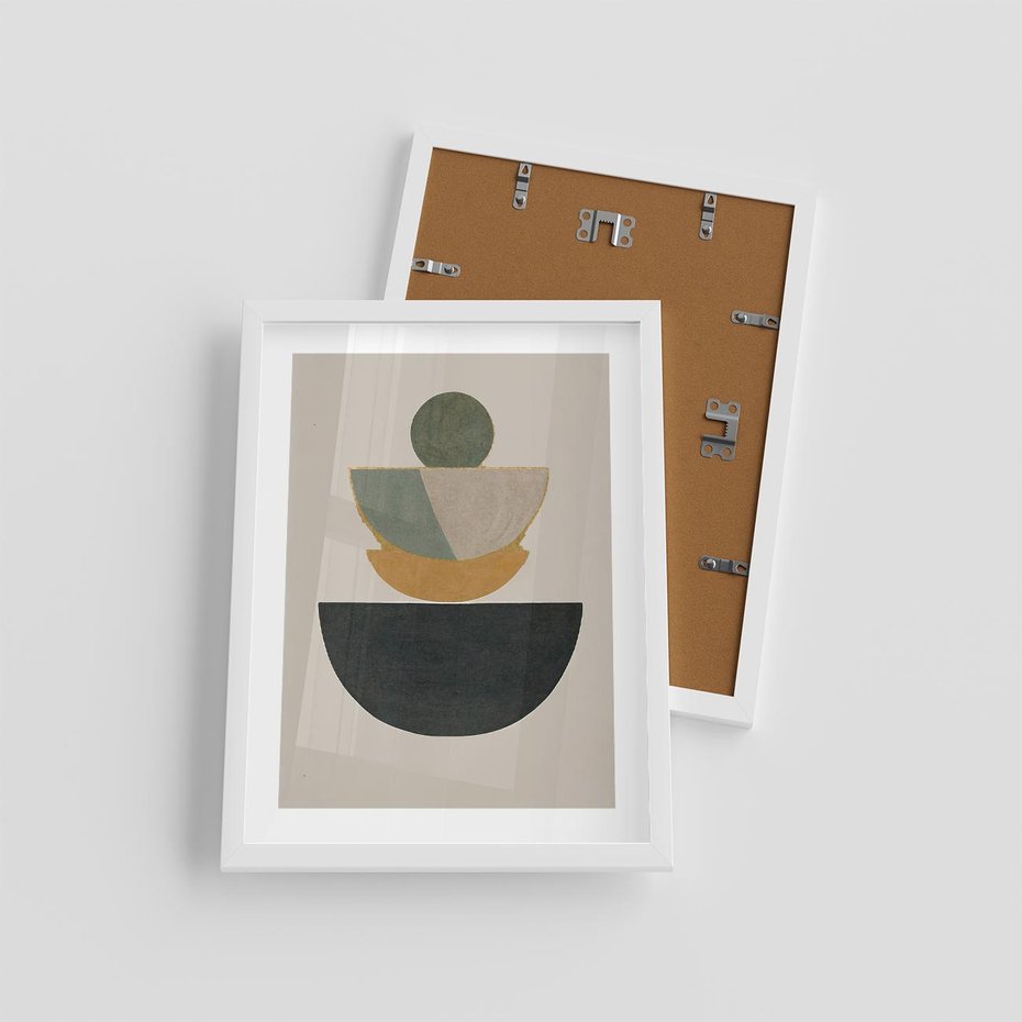 Plakat w ramie 30x40 - Podróżne Refleksyjne Odbicia - abstrakcyjny obraz, kolory ciepłe - rama biała