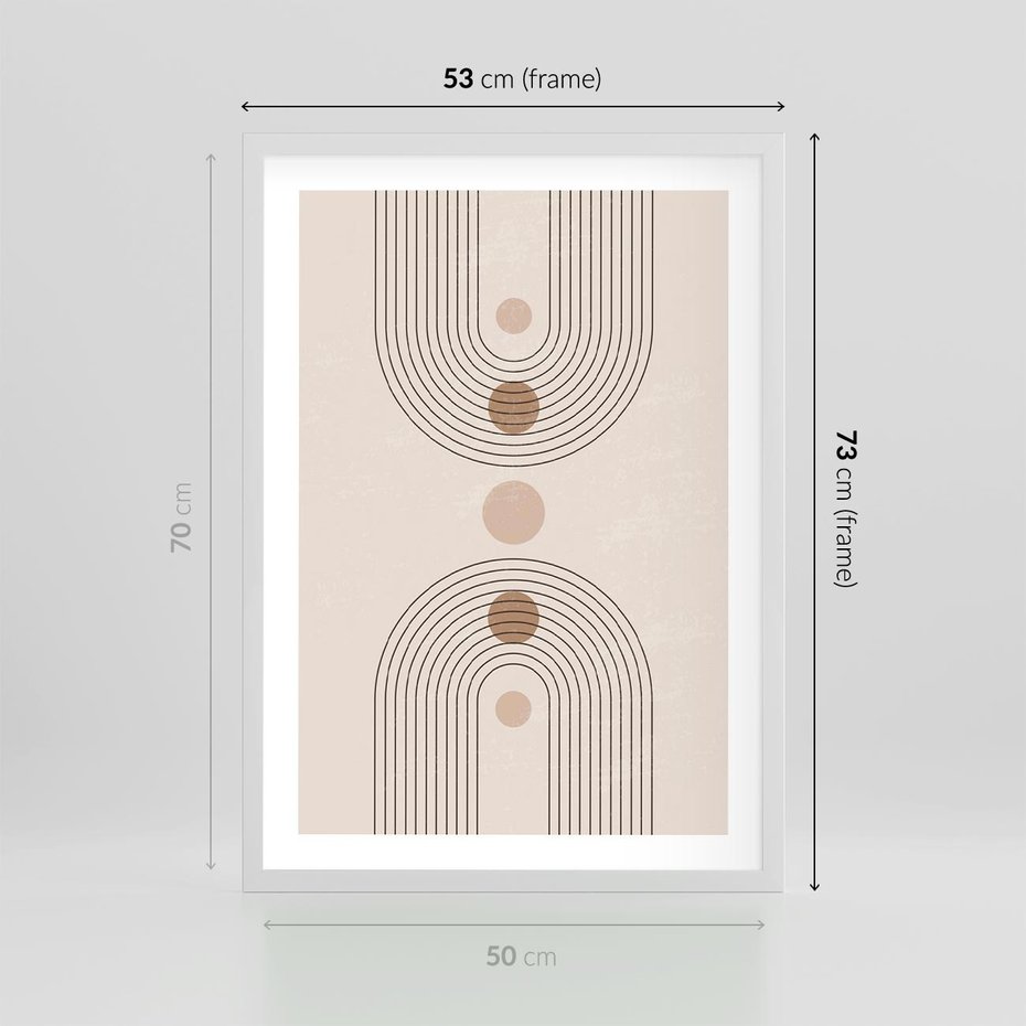Plakat w ramie 50x70 - Zgeometryzowane Wizje - boho plakat, minimalizm - rama biała