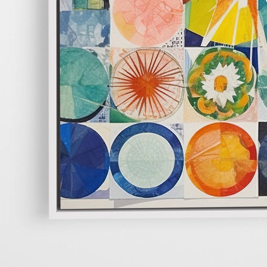 Obraz w ramie 50x70 - Rozkwitające Wzory Abstrakcji - abstrakcyjny obraz, mnogość kolorów - rama biała