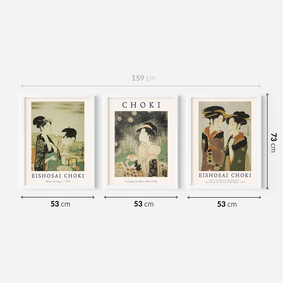 Zestaw obrazy w ramie 50x70 galeria - Japonia, sztuka, Choki, orient - rama biała