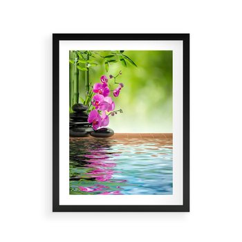 Plakat w ramie 30x40 - Oaza Storczyka i Wody - spa, storczyk - rama czarna