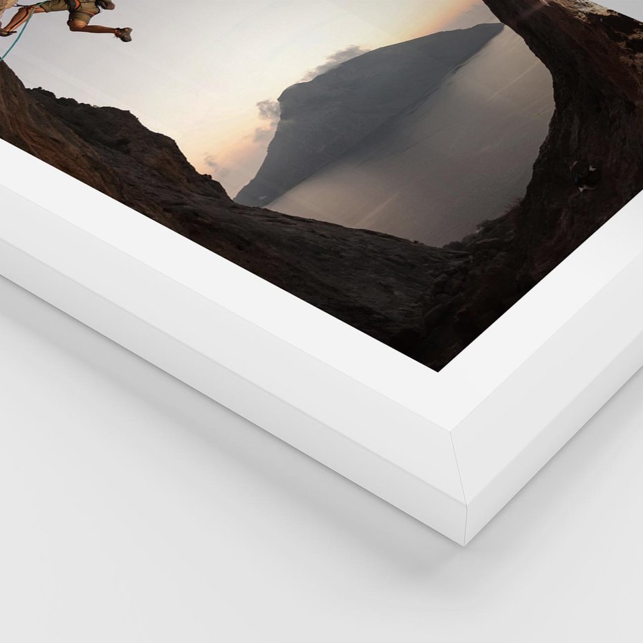 Plakat w ramie 40x50 - Wspinaczka na Wysokie Góry - wspinaczka, góry - rama biała