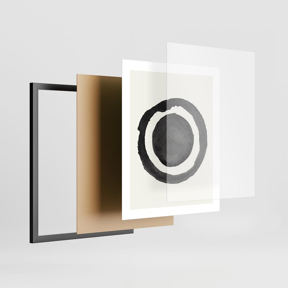 Plakat w ramie 40x50 - Bezgraniczne Widoki - abstrakcyjne plamy okręgi, akwarelowe - rama czarna