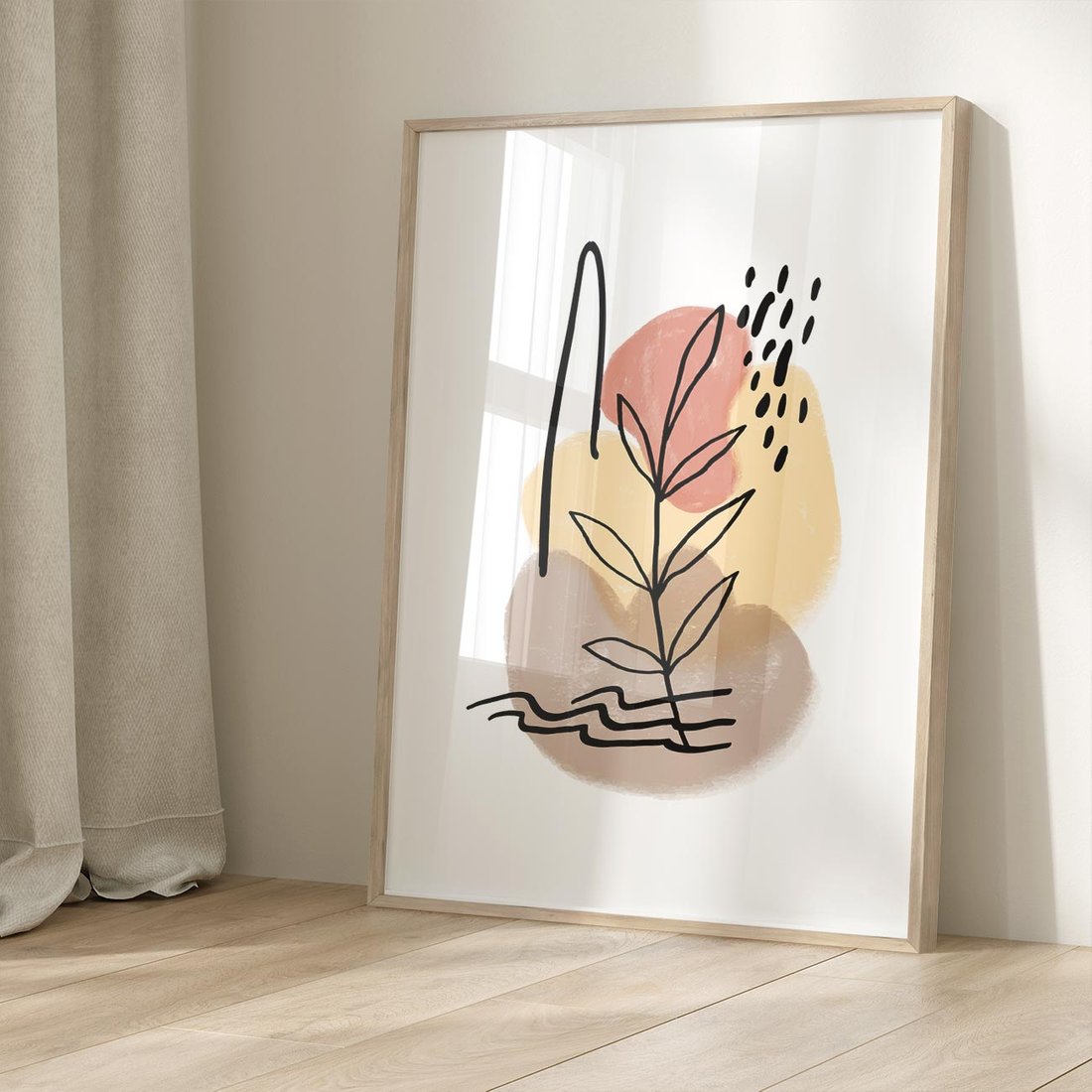 Plakat w ramie 40x50 - Konturem Przenikające - abstrakcja, sztuka nowoczesna - rama drewno