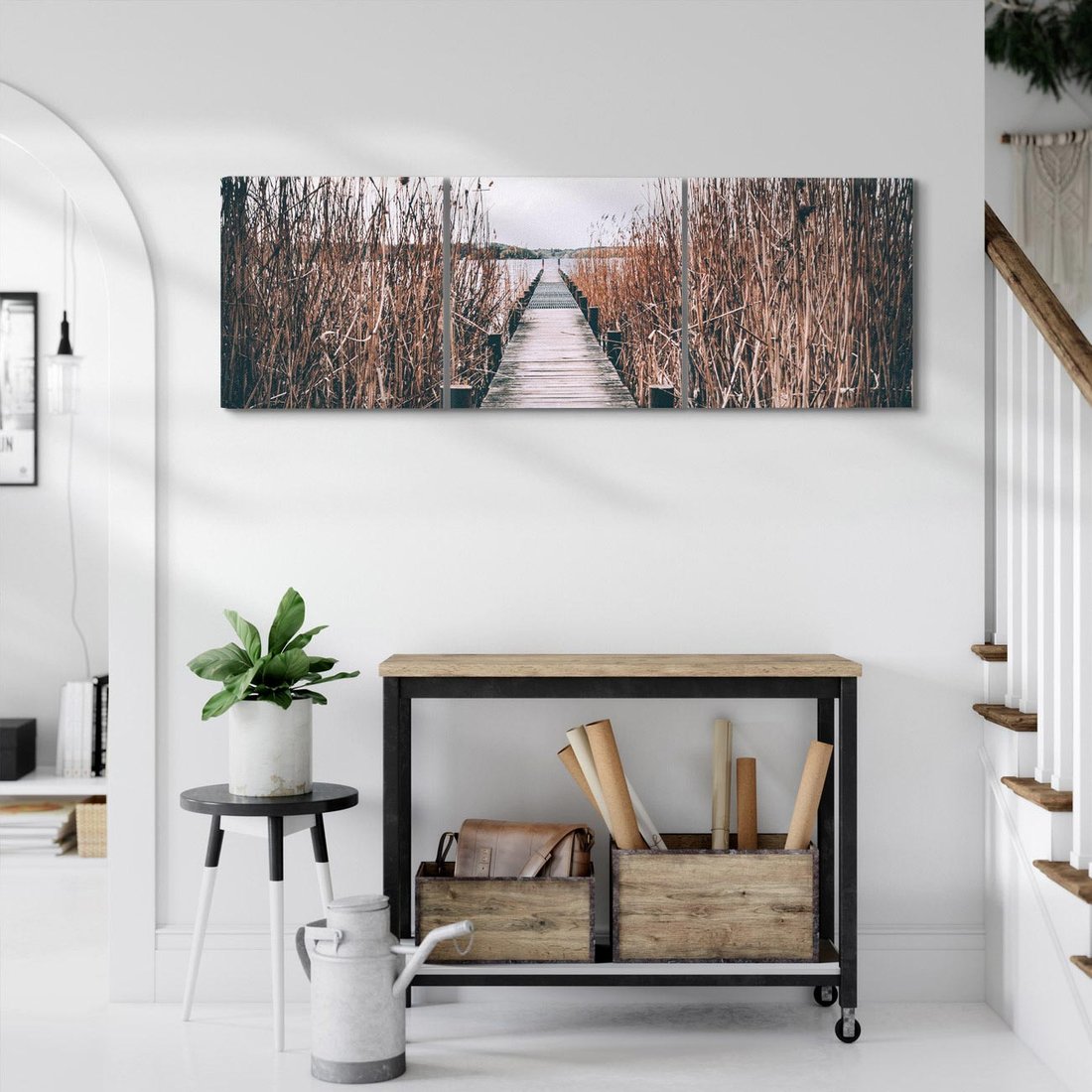 Obraz na płótnie 120x40 - Mglisty krajobraz - pomost, morze