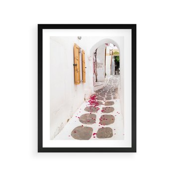 Plakat w ramie 30x40 - Urok Południowej Uliczki - uliczka, południe - rama czarna