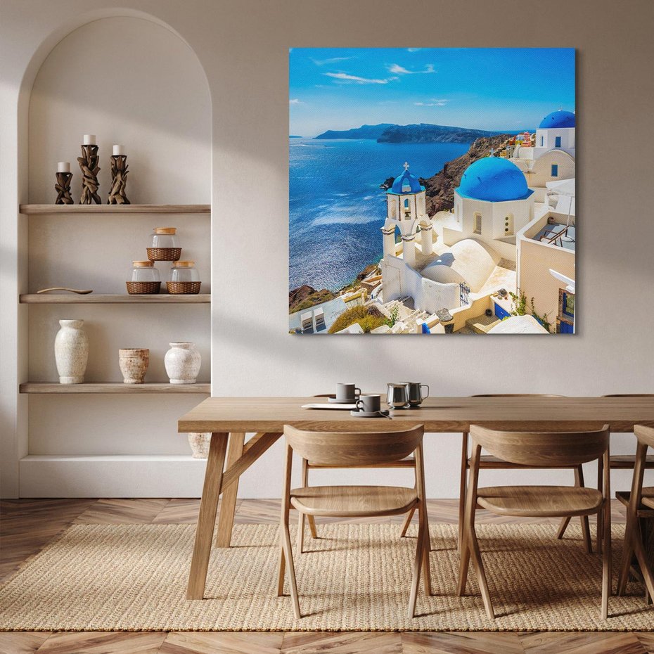 Obraz na płótnie 40x40 - Urokliwy widok na Santorini - Santorini, widok