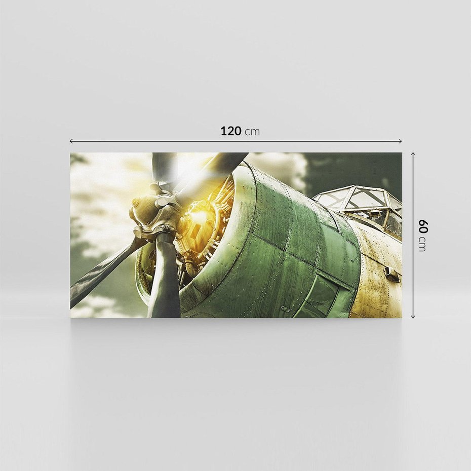Obraz na płótnie 120x60 - Symbole wojskowych czasów - samolot, śmigło