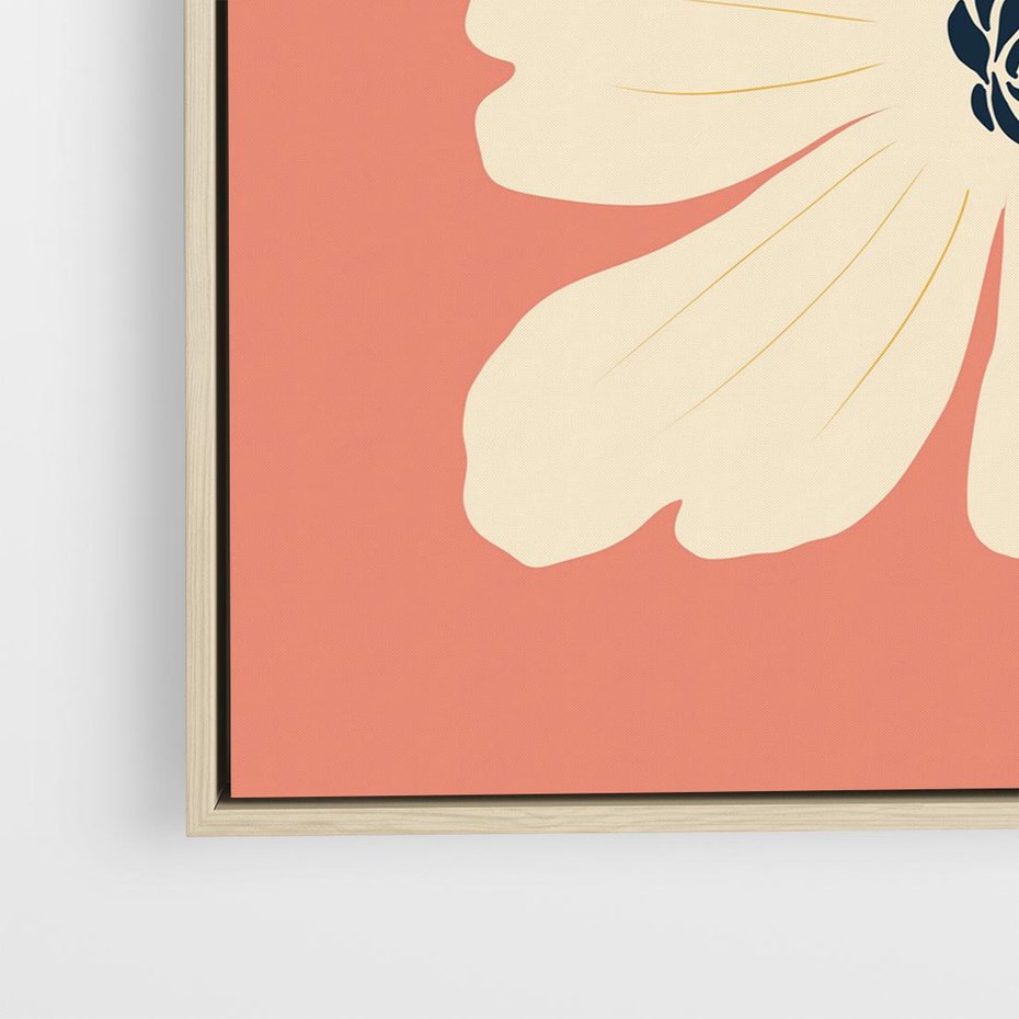 Obraz w ramie 80x80 - Malowane Kolorowe Echa - minimalistyczna grafika, biały kwiat na różowym tle - rama drewno