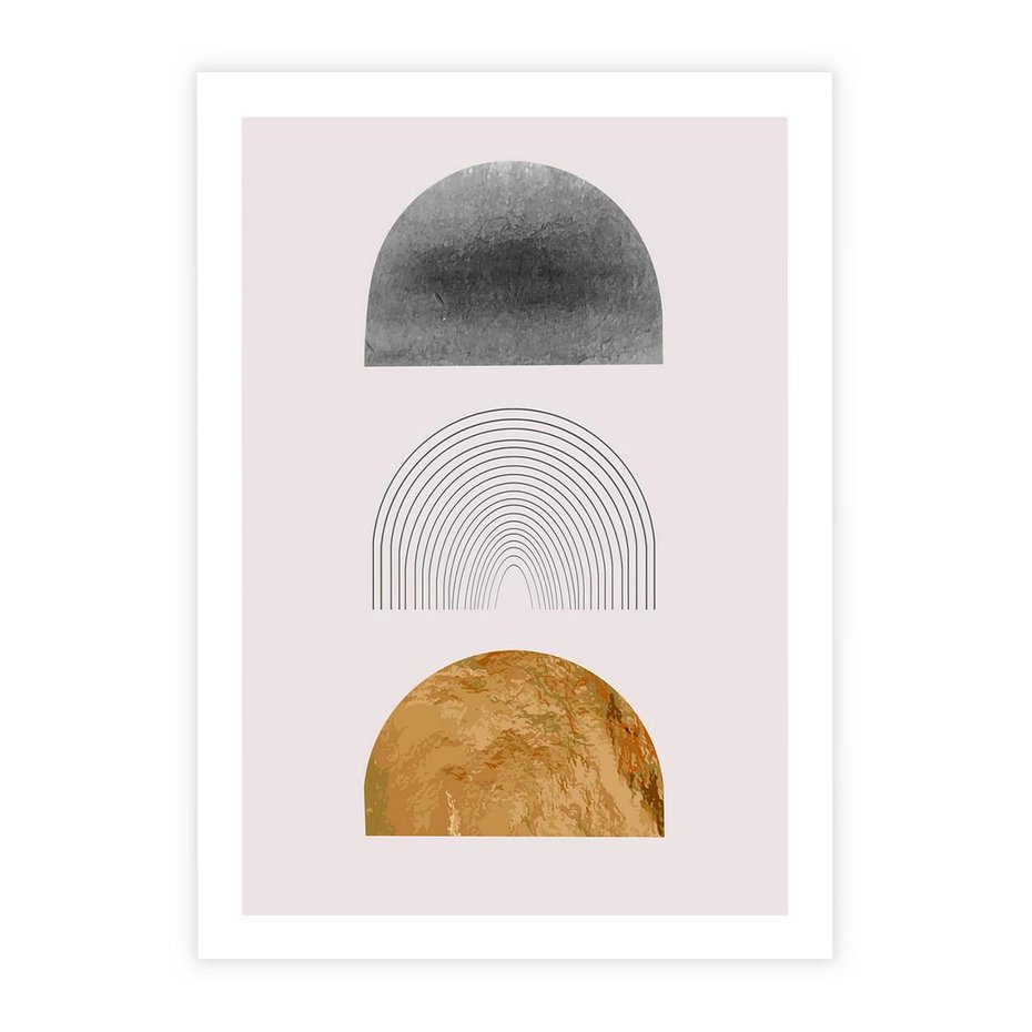 Plakat bez ramy 40x50 - Piękno wGeometrycznych Kształtach i Złocie - nowoczesna geometryczna grafika, złote elementy