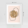Plakat w ramie 30x40 - Liście w Beżowym Minimalizmie - minimalistyczny obraz, liście monstery - rama biała