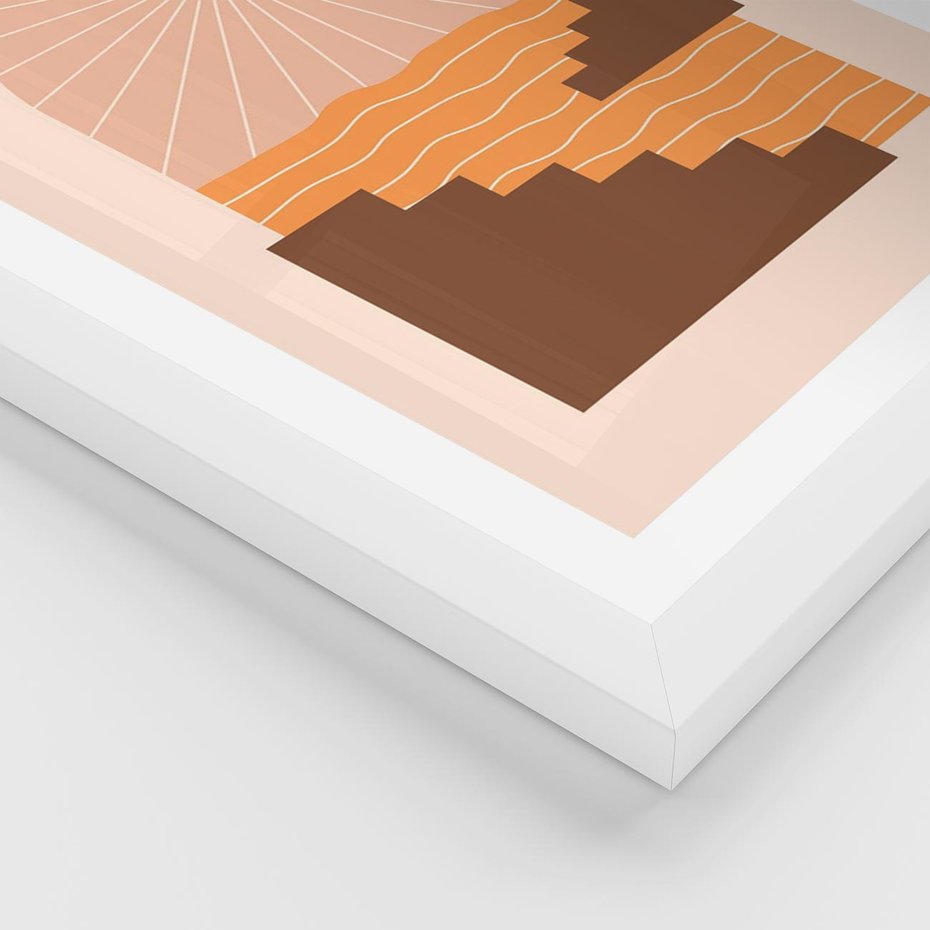 Plakat w ramie 40x50 - Słoneczne Inspiracje w Stylu Boho - boho grafika, słońce - rama biała