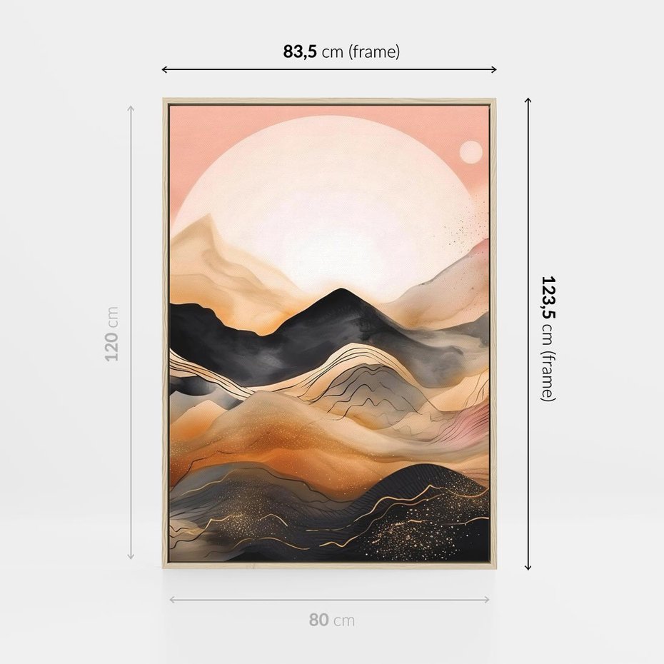 Obraz w ramie 80x120 - Grafika Zachodu - nowoczesna grafika, odcienie pastelowe - rama drewno