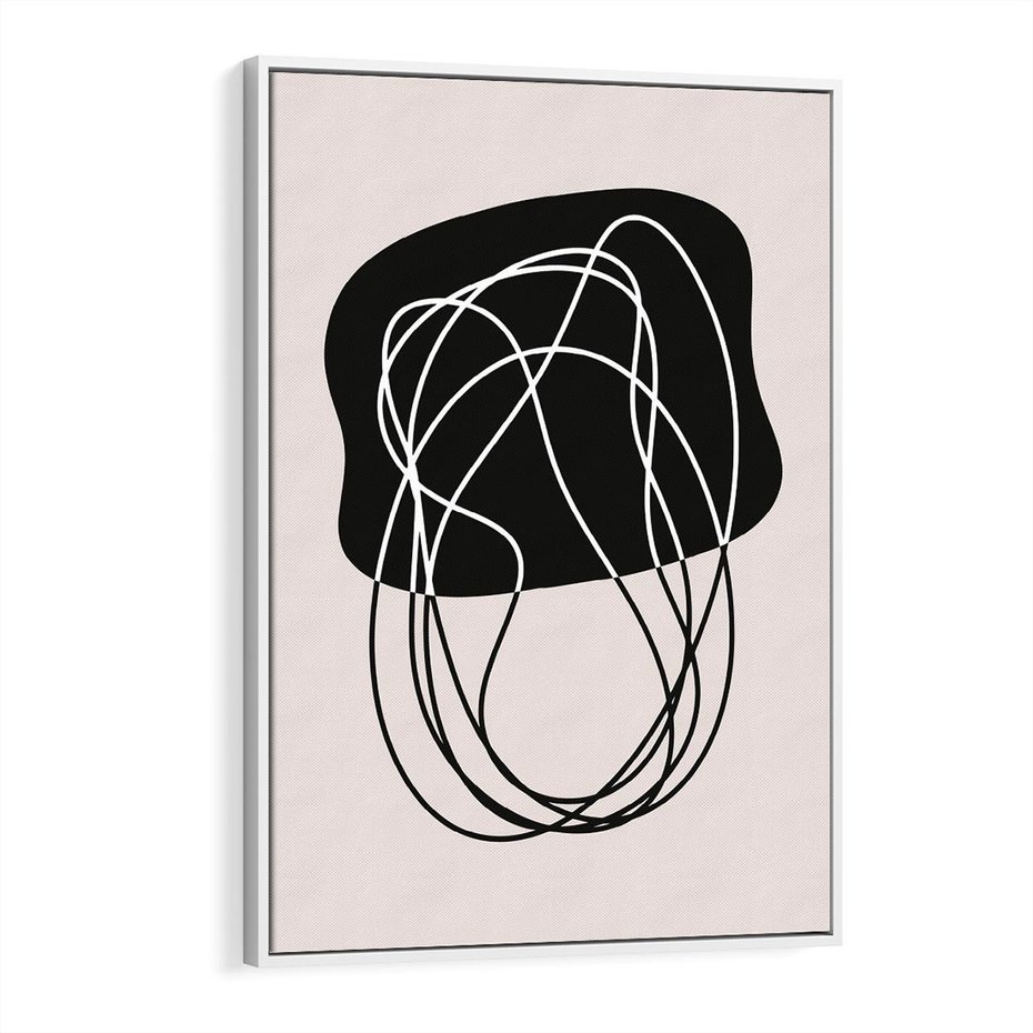 Obraz w ramie 70x100 - Abstrakcyjne Harmonie - abstrakcyjne szkicowane linie, minimalizm - rama biała