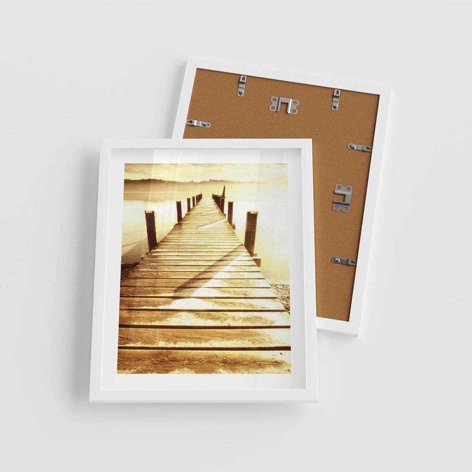 Plakat w ramie 40x50 - Stary pomost w sepia - pomost, sepia - rama biała