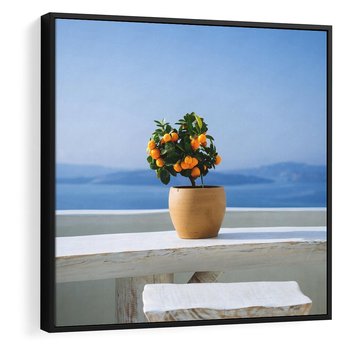 Obraz w ramie 50x50 - Uroki Santorini - Santorini, Grecja - rama czarna