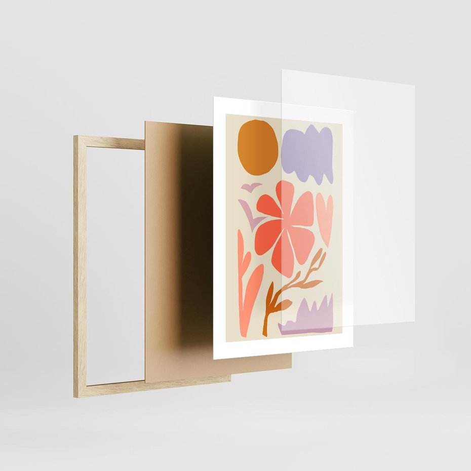 Plakat w ramie 30x40 - Nowoczesne Światło - abstrakcyjny obraz, pastelowe kolory - rama drewno
