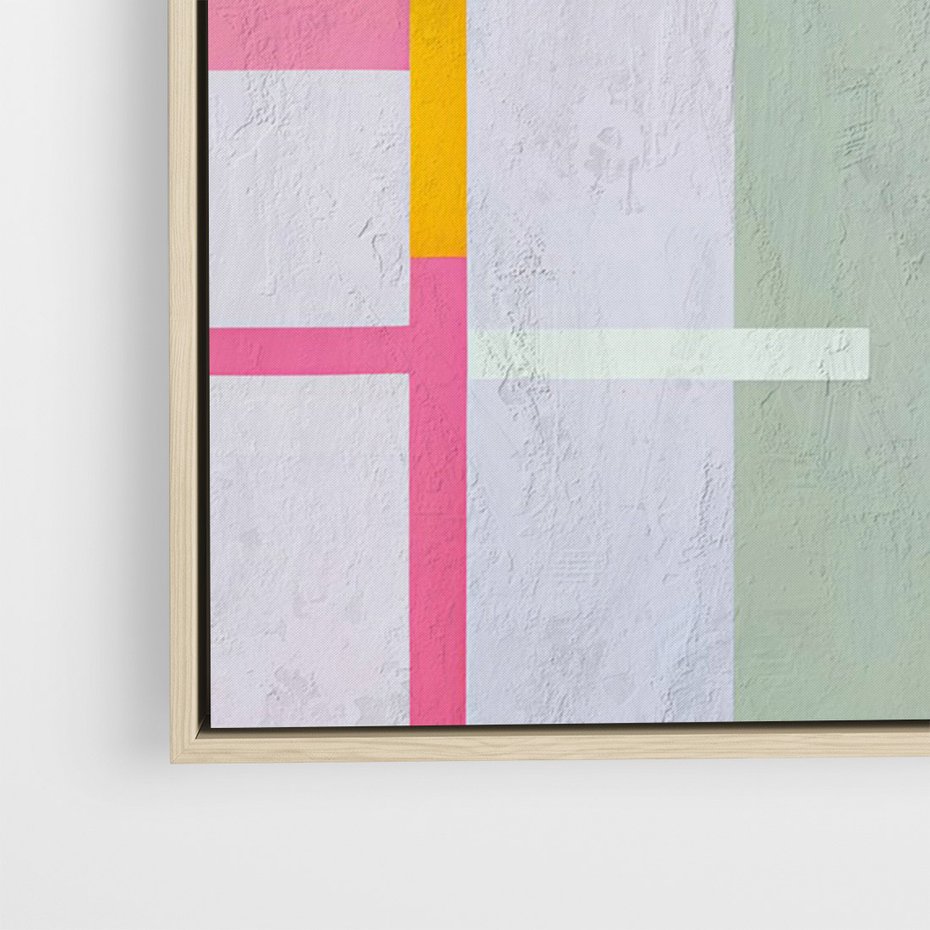 Obraz w ramie 50x70 - Rozbijające Granice Wyobraźni - abstrakcyjne geometryczne kształty, olejny obraz - rama drewno