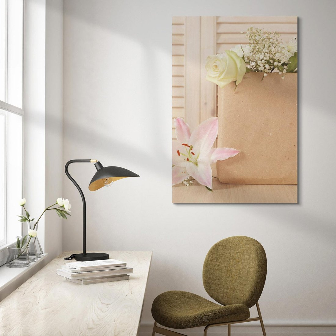 Obraz na płótnie 80x120 - Elegancja W Prostocie - kwiaty, mnimalizm