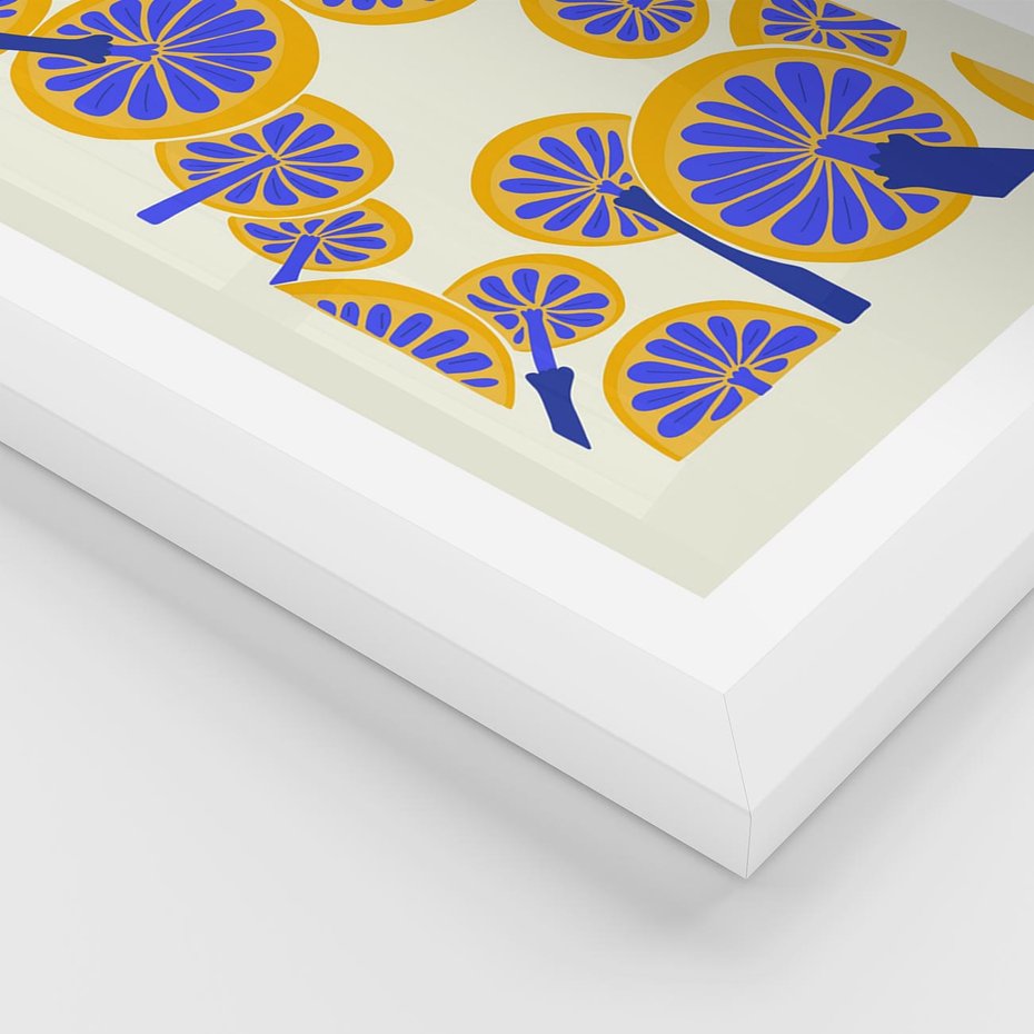 Plakat w ramie 30x40 - Malowane w słońcu - abstrakcyjna kompozycja, grzyby - rama biała