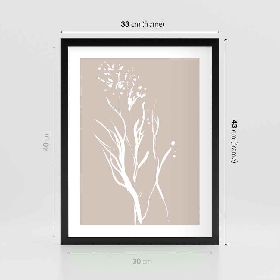 Plakat w ramie 30x40 - Impresje Pastelowych Nastrojów - minimalistyczny delikatny obraz, beżowe odcienie - rama czarna