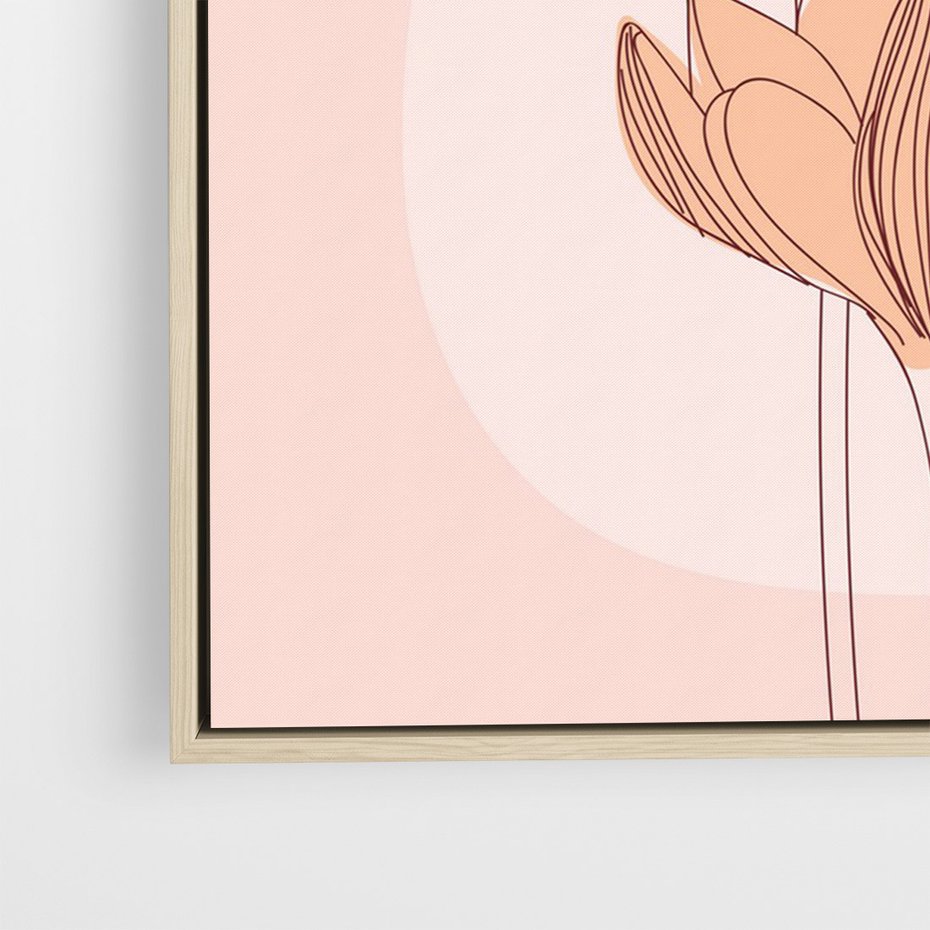 Obraz w ramie 80x120 - Przenikające Kształty - minimalistyczny plakat, pudrowe kwiaty - rama drewno