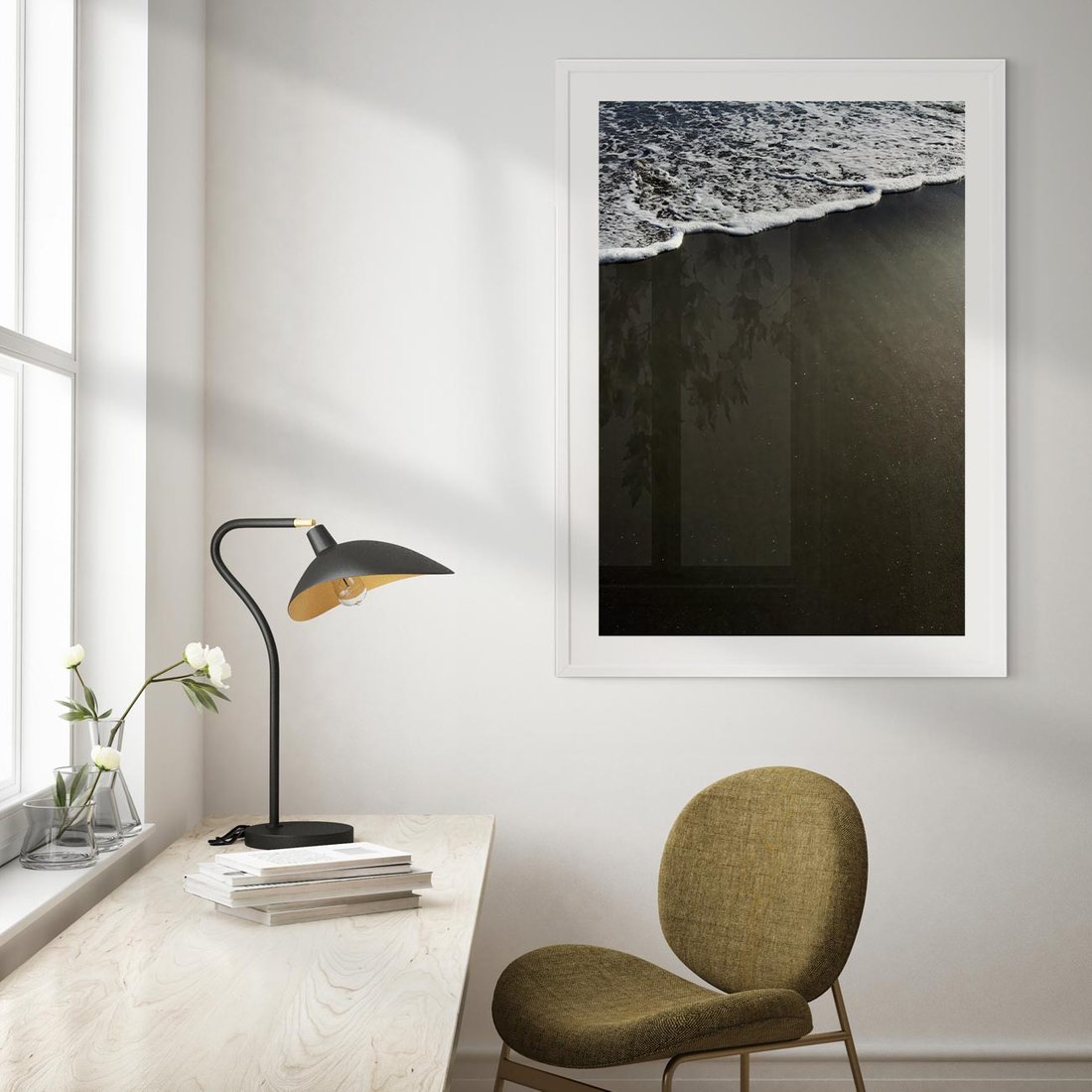 Plakat bez ramy 40x50 - Morskie Fale na Plaży - plaża, morskie fale omywają piasek