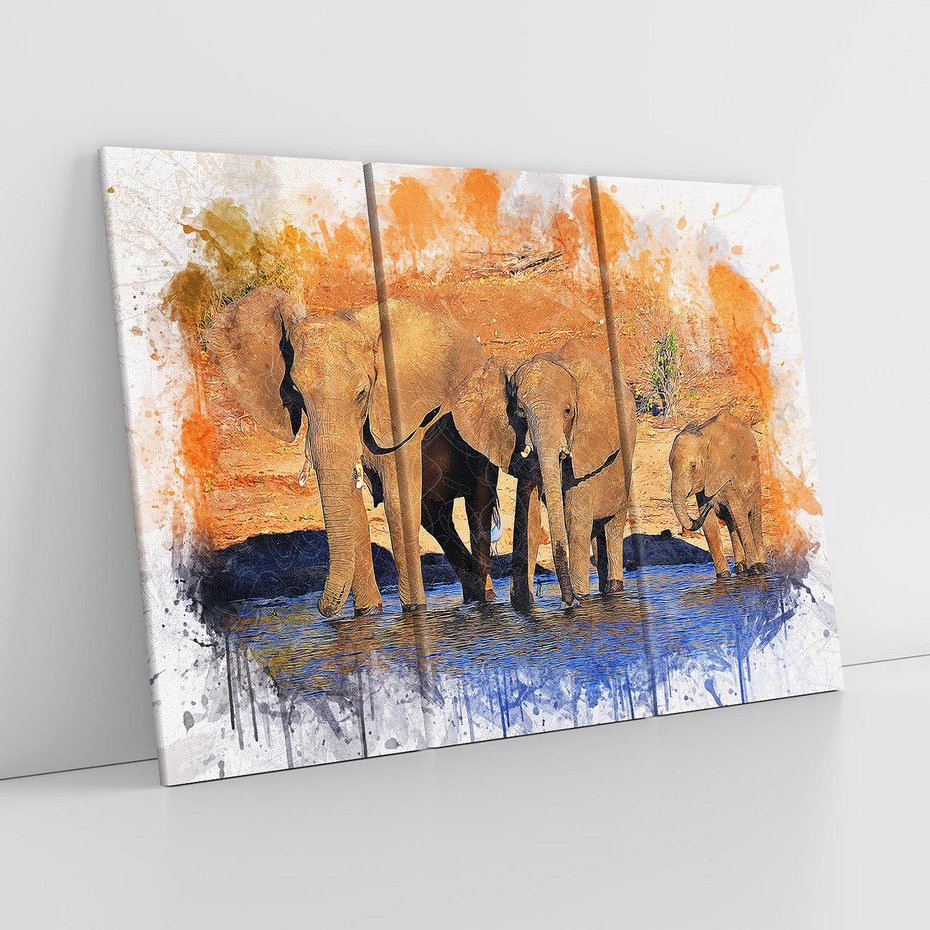 Obraz na płótnie 120x80 - Majsestatyczne Wielkie ssaski - słonie, zwierzęta