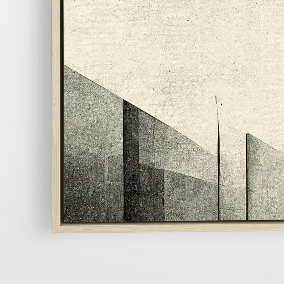 Obraz w ramie 120x80 - Mroczne Wieżowce - postarzana grafika, perspektywa budynków wieżowców - rama drewno