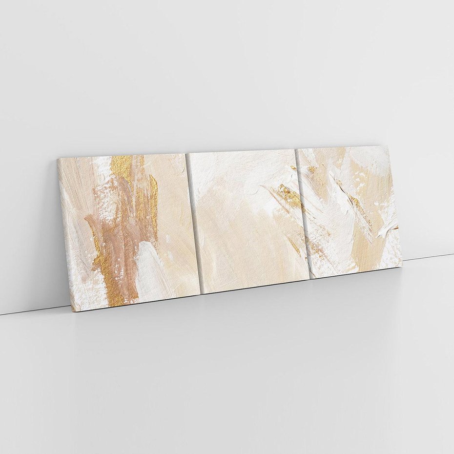 Obraz na płótnie 90x30 - Elegancja w Złocistym Chaosie - złoto beż, abstrakcja