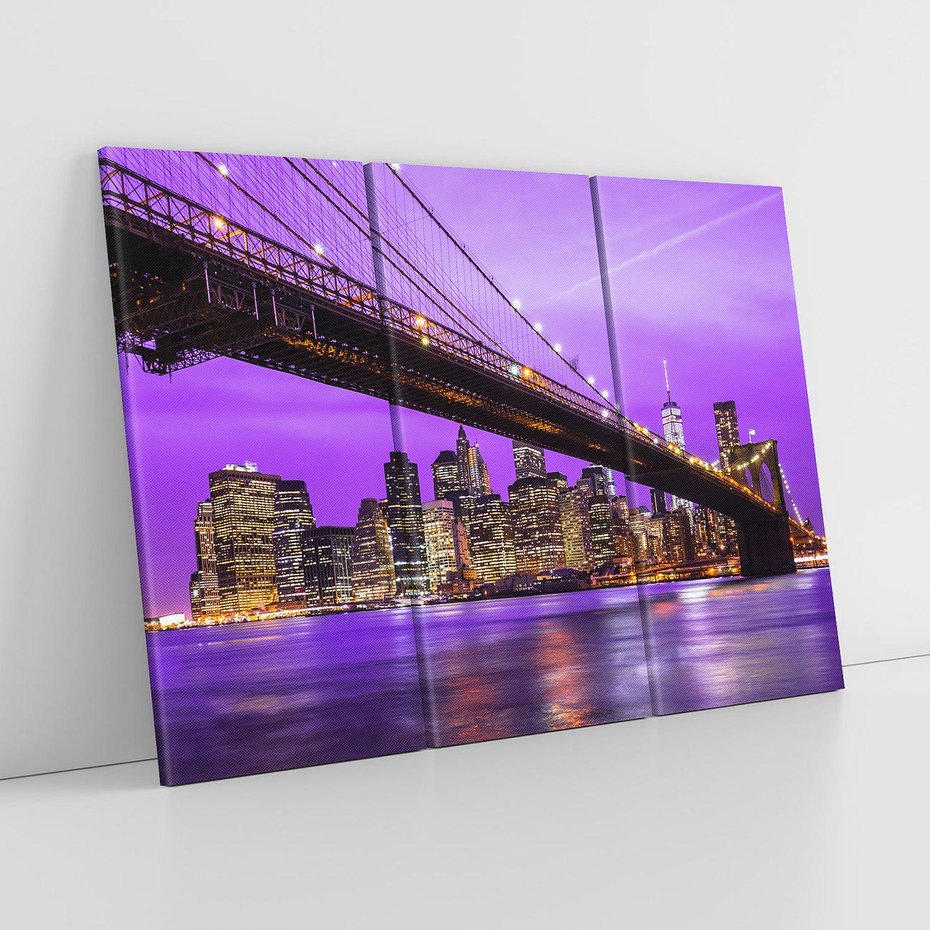 Obraz na płótnie 120x80 - Nocny Spacer po Moście Manhattan - most, Nowy Jork