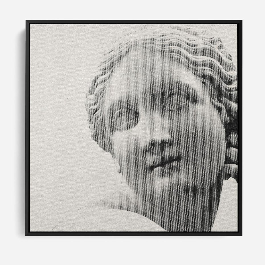 Obraz w ramie 50x50 - Szarość w Kamieniu - monochromatyczna marmurowa rzeźba, odcienie szarości - rama czarna