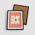 Plakat w ramie 40x50 - Malowane Kolorowe Echa - minimalistyczna grafika, biały kwiat na różowym tle - rama czarna