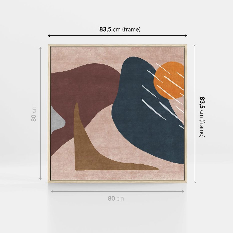 Obraz w ramie 80x80 - Opowieść szepczących pędzli - abstrakcyjne plamy, kształty - rama drewno