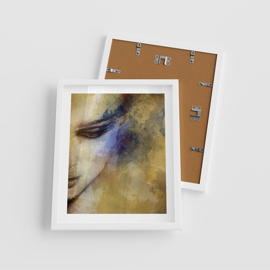 Plakat w ramie 40x50 - Graficzna ekspresja kobiecego portretu - portret, grafika - rama biała