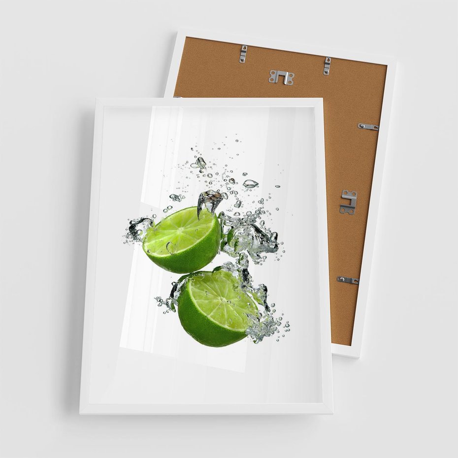 Plakat w ramie 50x70 - Kwaskowata moc limonki i cytryny - limonka, cytryna - rama biała