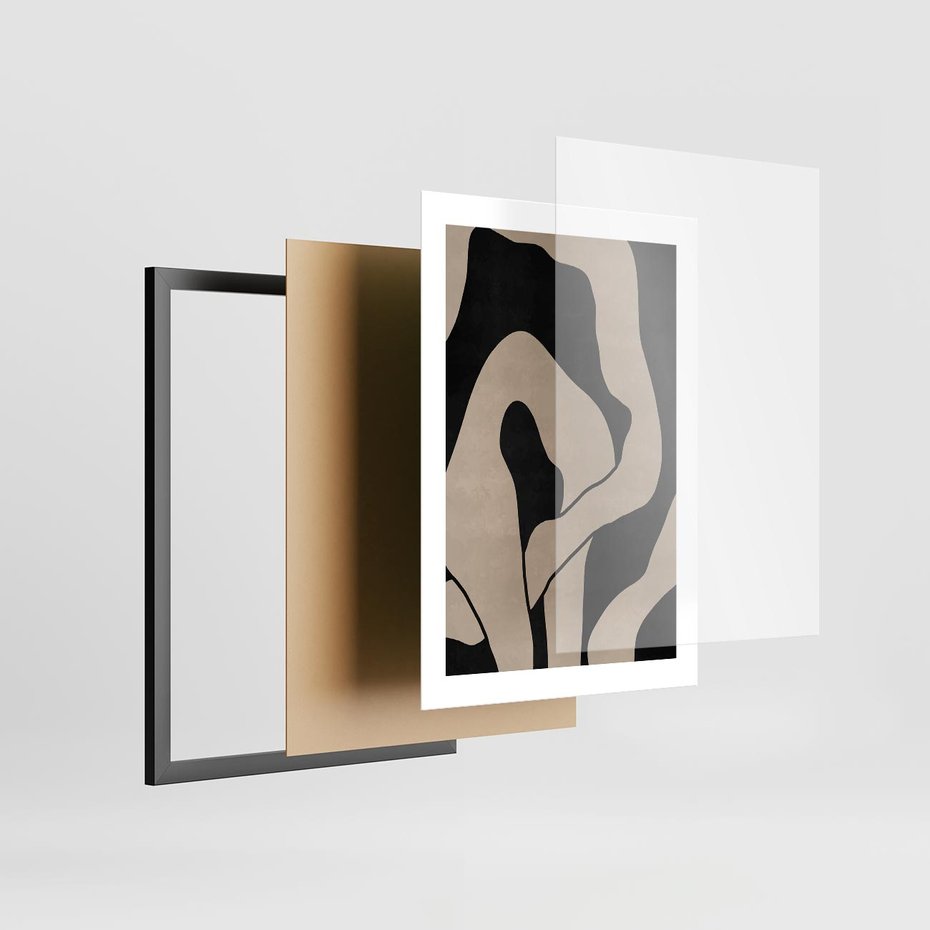 Plakat w ramie 30x40 - Nocne Pochłonięcia - abstrakcyjne linie, mroczny plakat - rama czarna