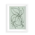 Plakat w ramie 50x70 - Energetyczne Odrodzenie Natury - abstrakcyjne delikatne zielone linie, podobne do gałęzi kwiatów - rama biała