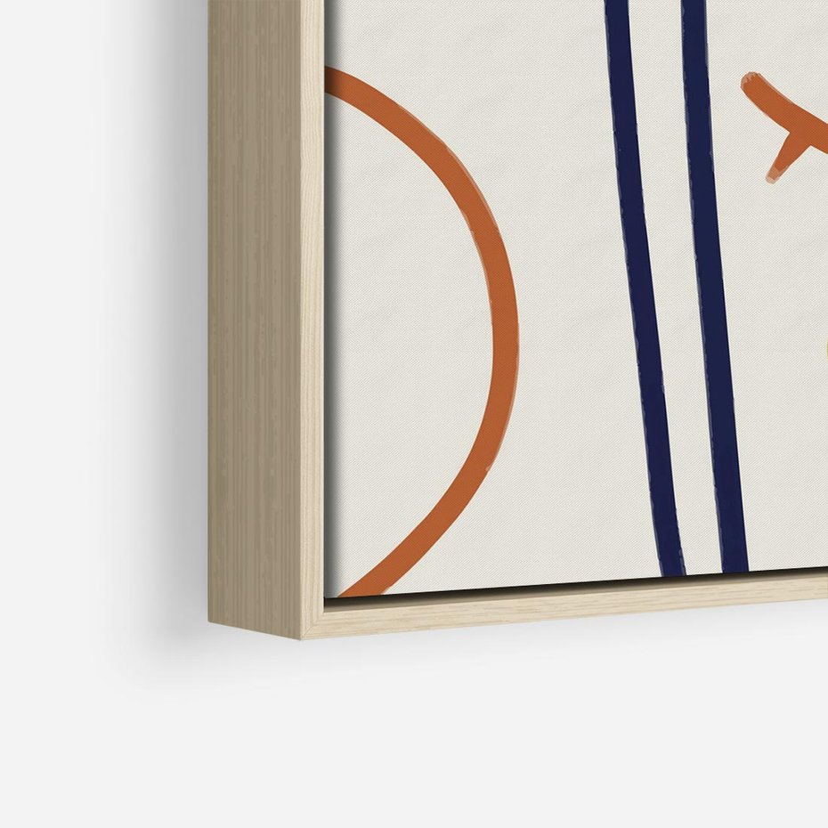 Obraz w ramie 50x50 - Manifestacje Dziwności - abstrakcja w stylu picasso, beżowe tło - rama drewno