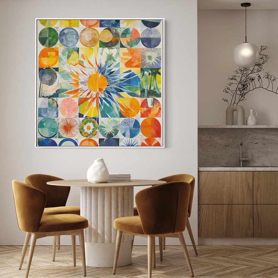 Obraz w ramie 50x50 - Rozkwitające Wzory Abstrakcji - abstrakcyjny obraz, mnogość kolorów - rama biała