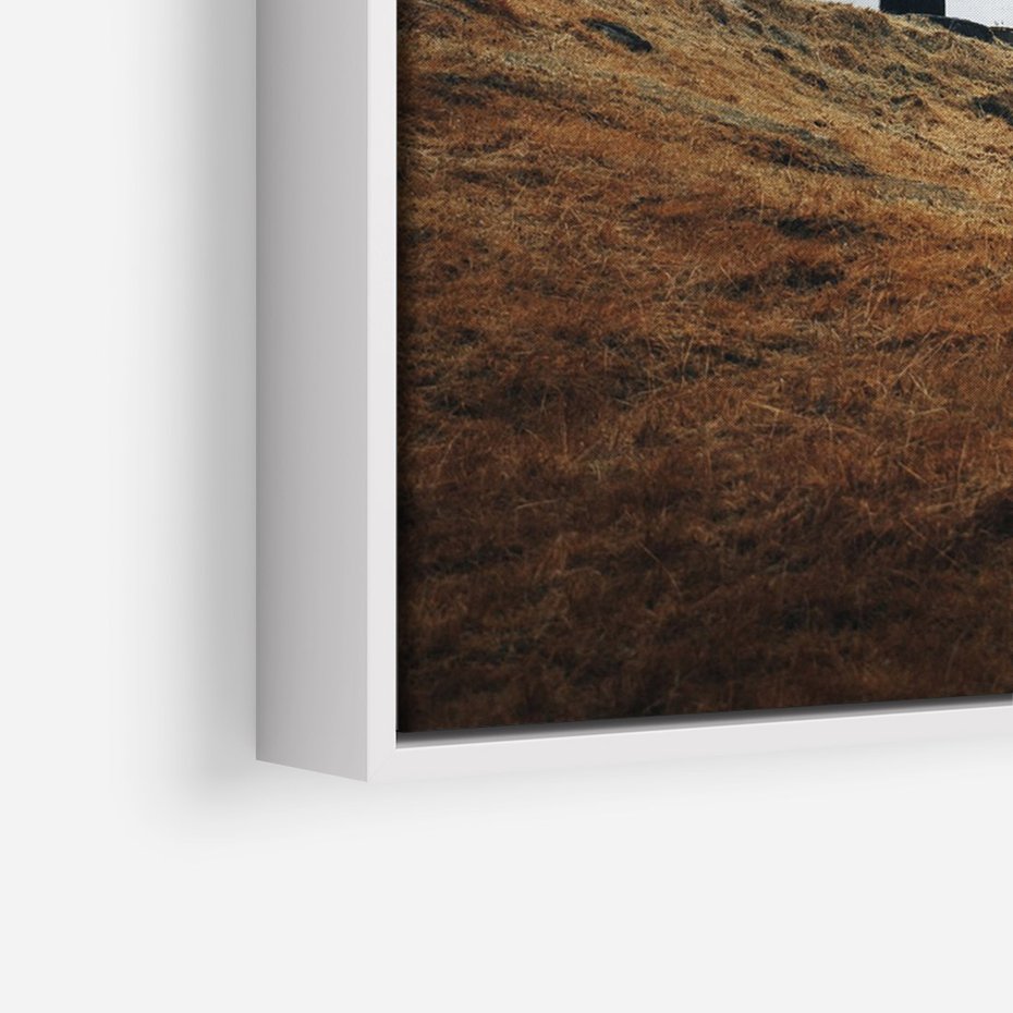 Obraz w ramie 80x120 - Ciepło i Przytulność - skandynawski, domek - rama biała